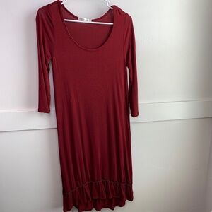Heart & Hips Red Quarter Sleeve Midi Dress
